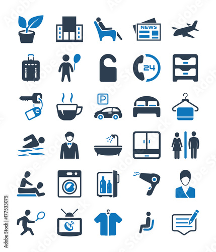 Hotel Services & Facilities Icons - Blue Version