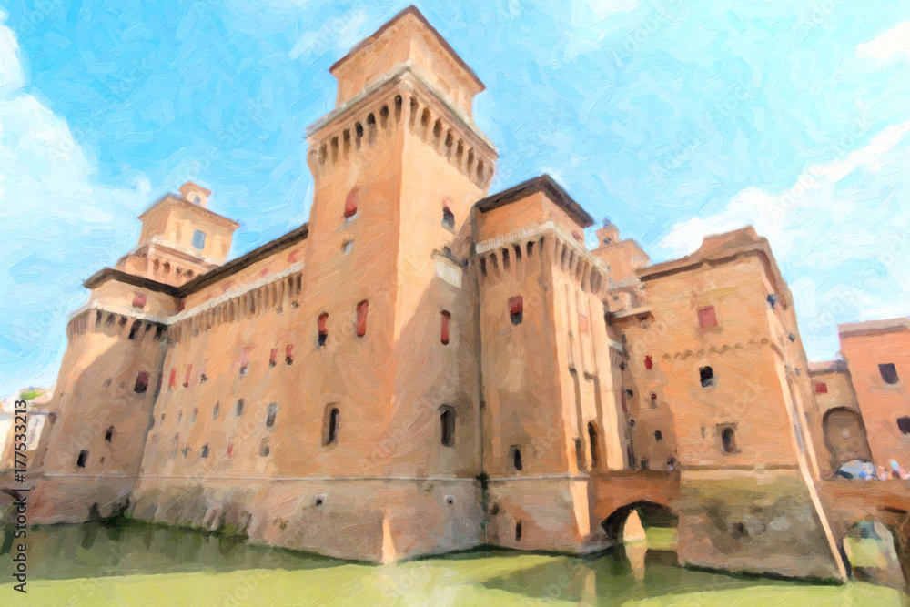 Painting of the castle of Ferrara