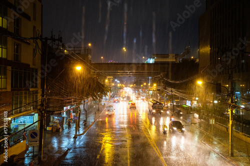 Landscape of road when raining