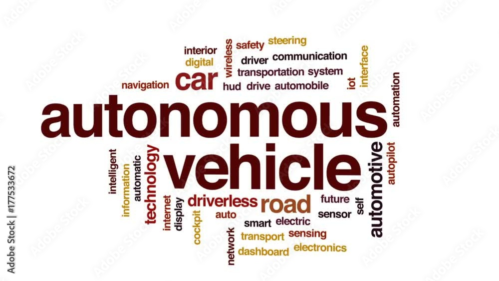 Autonomous vehicle animated word cloud, text design animation. Autonomous vehicle animated word cloud, text design animation.