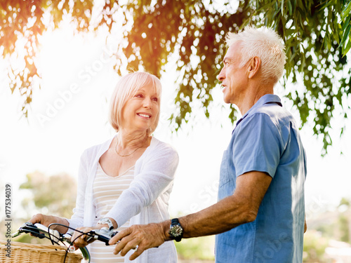 Senior couple relaxing in park