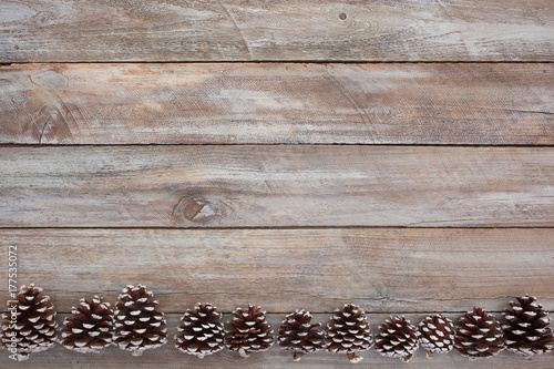 Above view on christmas and winter decorated table