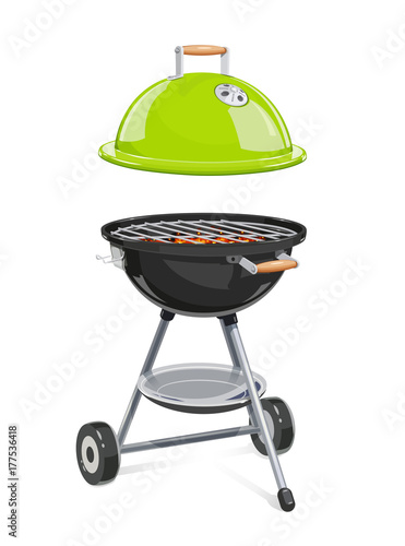Kettle For barbecue with lid. Equipment bbq. B-B-Q Accessory.