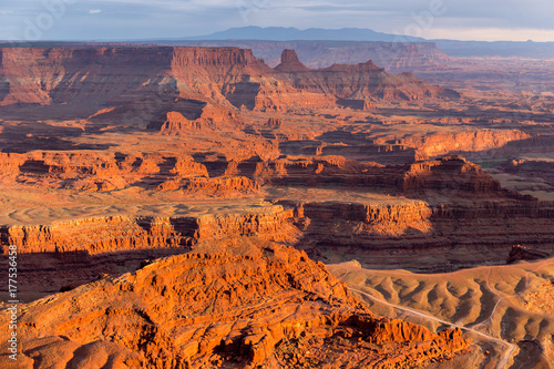 View from Deadhorse Point State Park in Utah at Sunset, USA photo