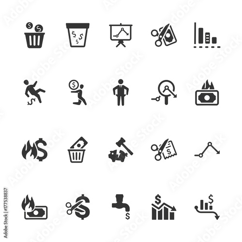 Financial Loss Icons - Blue Version