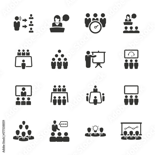 Business Conference Icons - Blue Version