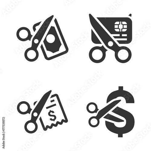 Cost Cutting Icons (Blue Version)