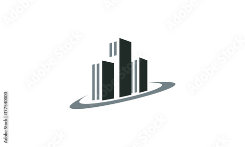 three office building vector