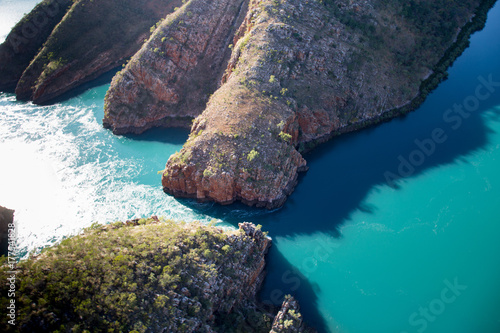 An aerial shot of the Horizontal falls in Talbot Bay, the Kimberley, Australia