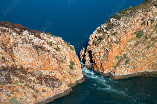 An aerial shot of the Horizontal falls in Talbot Bay, the Kimberley, Australia