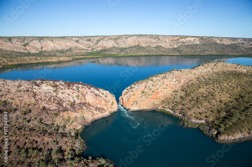 An aerial shot of the Horizontal falls in Talbot Bay, the Kimberley, Australia