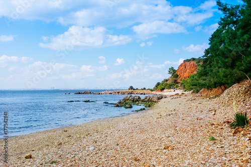 Stony beach on Marmara sea island