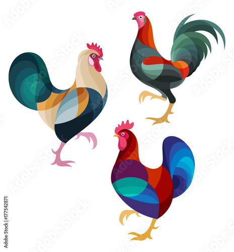 Stylized Chickens - Roosters