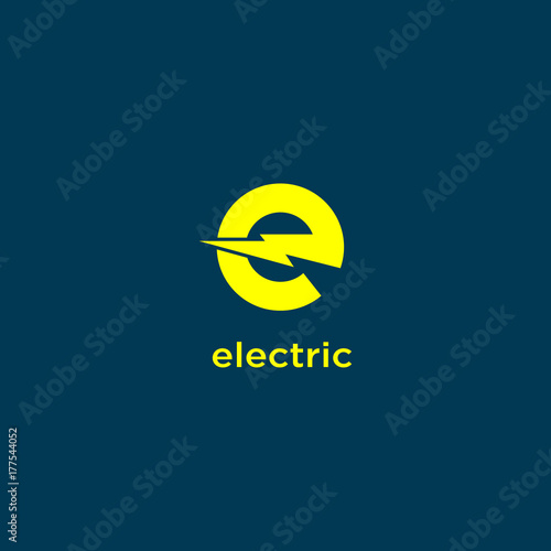 Electric Industrial. Power logo. The letter E with lightning on a dark background.