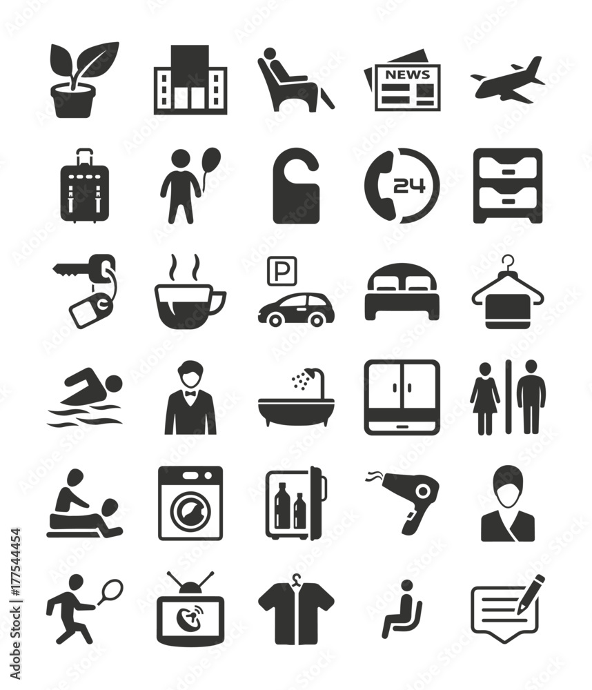 Hotel Services & Facilities Icons - obrazy, fototapety, plakaty 