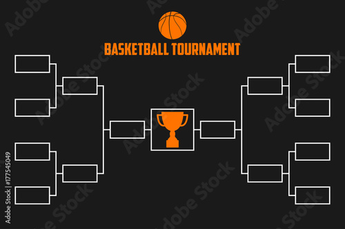 Tournament Bracket. Basketball championship scheme with trophy cup. Sport vector illustration.