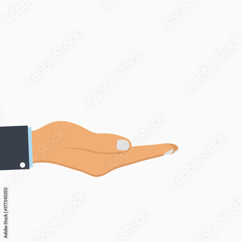 Open hand. Empty human palm. Vector illustration.
