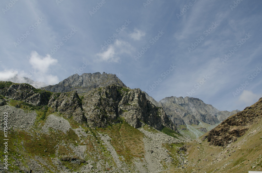 The alpine valley of the river Po in the Piedmont The alpine valley of the river Po in the Piedmont