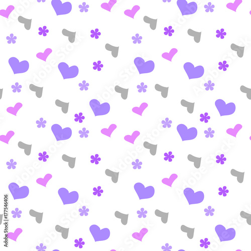 Cute doodle style hearts seamless vector pattern. Valentine's Day handwritten background. Marker drawn different heart shapes and silhouettes. Hand drawn ornament.