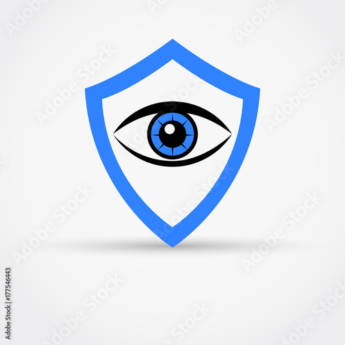 Shield and Eye Vector Icon. Protection.