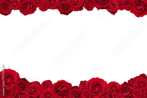 Fototapeta Naklejka Na Ścianę i Meble -  Frame made of red roses. Isolated on white.