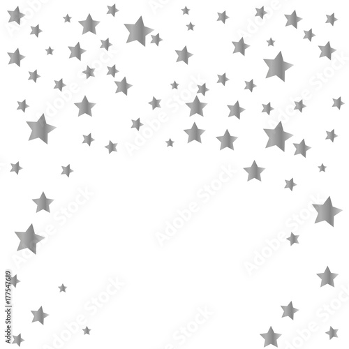 Golden star shaped confetti frame isolated on white background