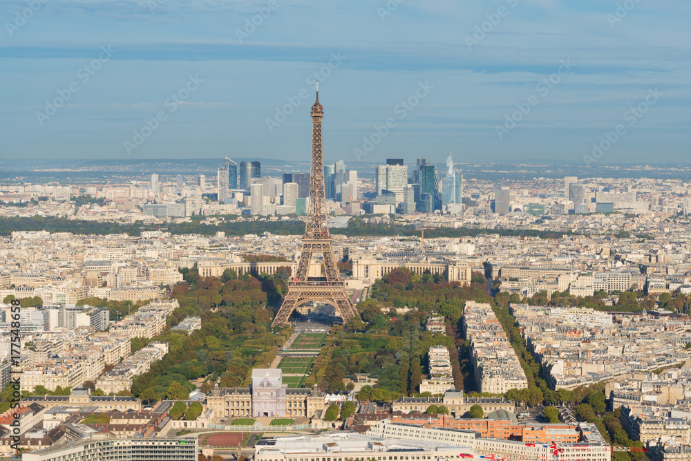 Eiffel Tower and Paris cityscape from above, Paris France