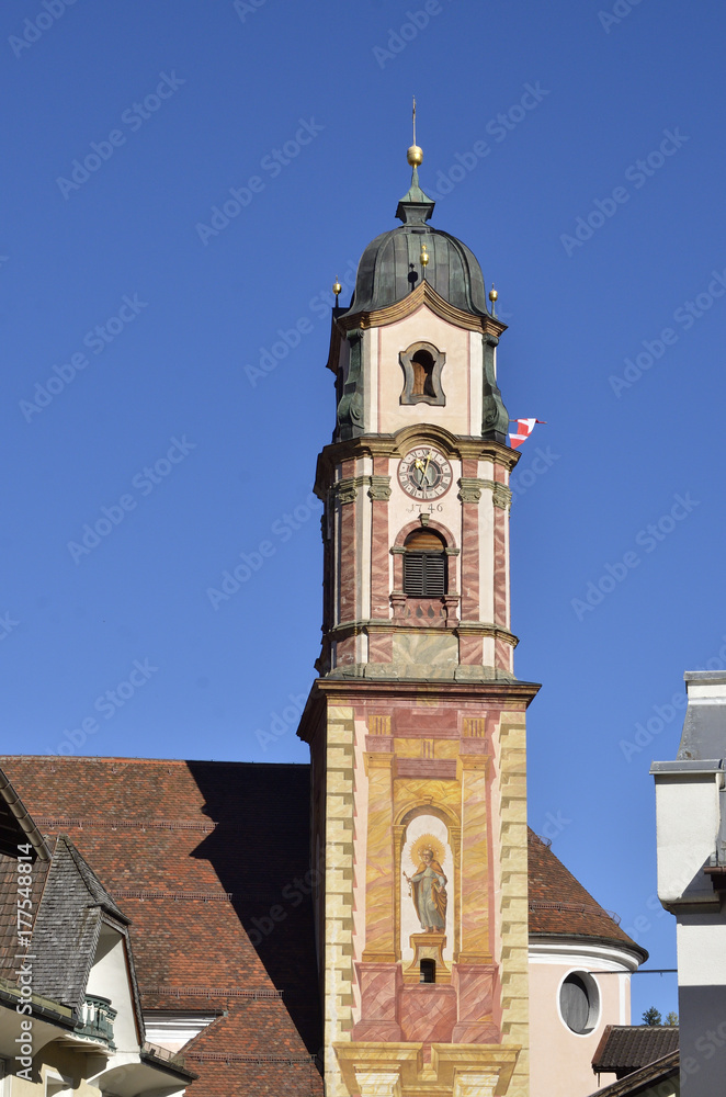 Turm der Pfarrkirch St.Peter u.Paul, Mittenwald