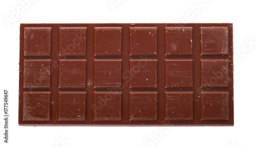 chocolate bar with nuts isolated on white background