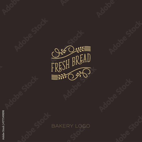 Bakery logo. Bakery emblem. Logo with cones and curls, line design.
