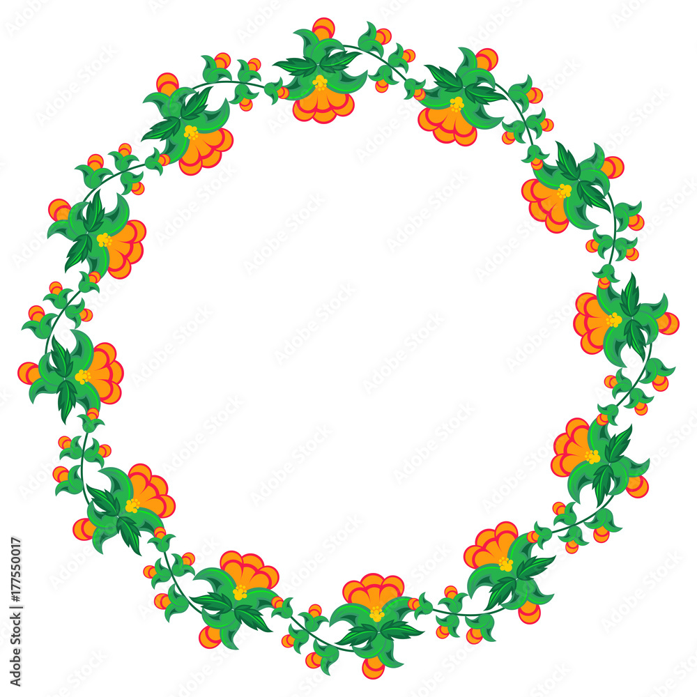 Round frame with flowers. Round frame with flowers.