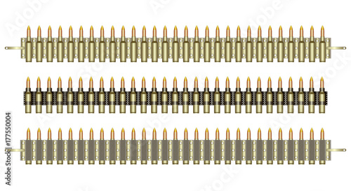 Machine-gun belts, ammo, isolated,  vector
