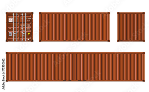 Brown shipping cargo containers, vector