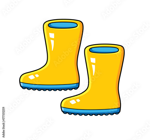 Yellow wellies gum boots isolated.