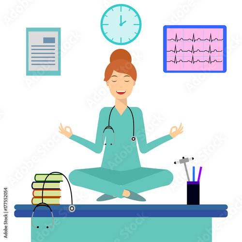 Yoga doctor woman, workplace