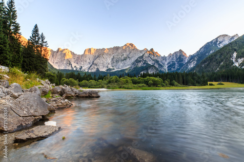 Sunset at the lake of Fusine, Italy