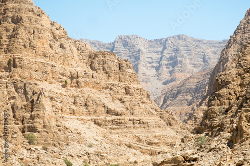 Mountains of Jebel Jais, Ras al Khaimah, United Arab Emirates. Jebel Jais is the highest mountain in the United Arab Emirates