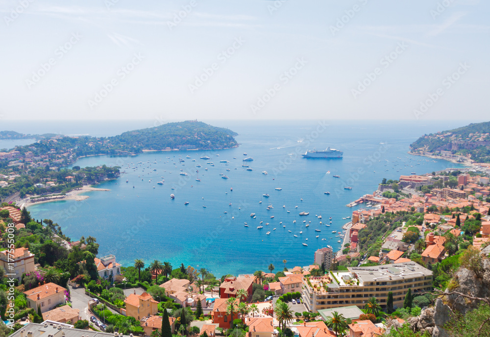 beautiful lanscape of mediterranean coast and turquiose water of cote dAzur at summer day, France