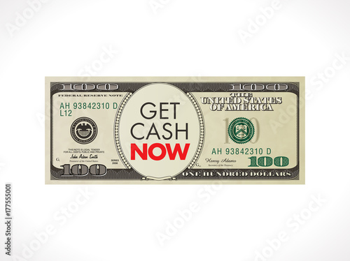 Get cash now - fast loan concept - 100 dollars with stopwatch