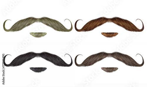 set vector Beard and swirl mustache different colors.