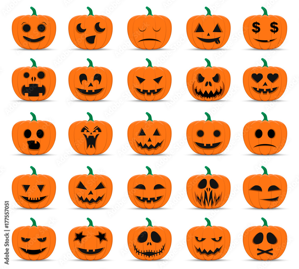 Happy Halloween. Set pumpkins. Happy Halloween. Set pumpkins.
