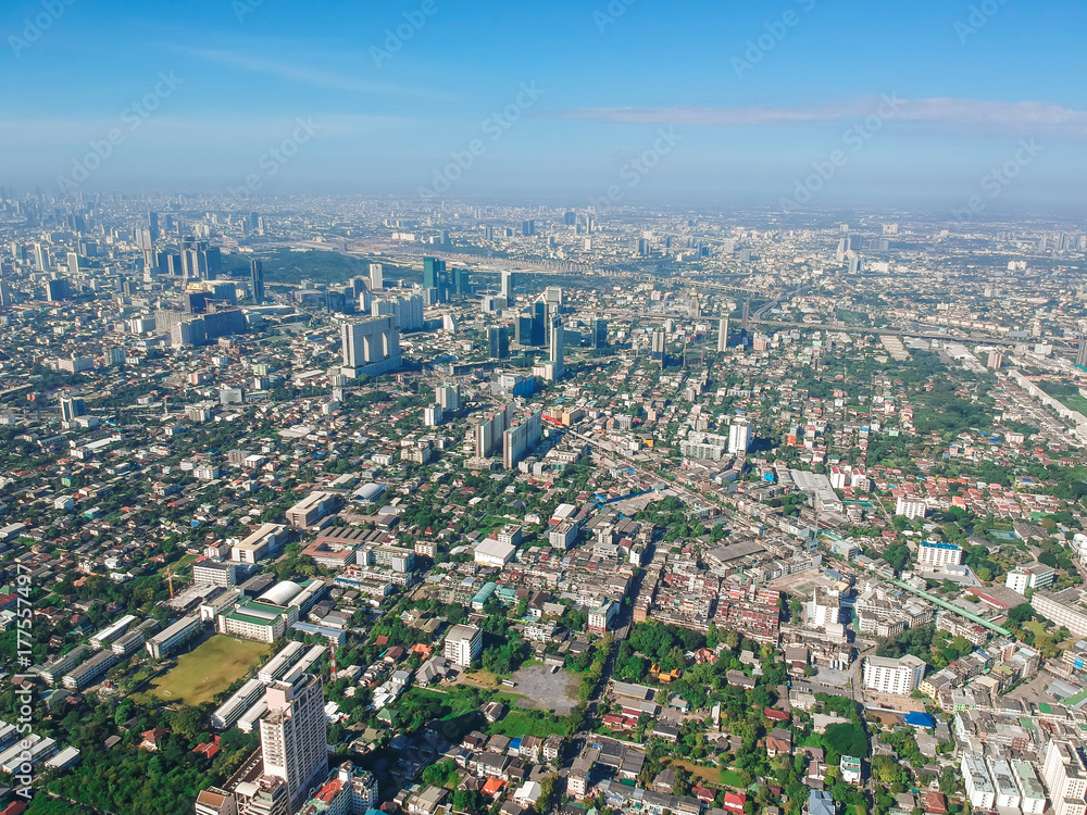 Bangkok downtown city skyline day time with green garden and modern building Bangkok downtown city skyline day time with green garden and modern building