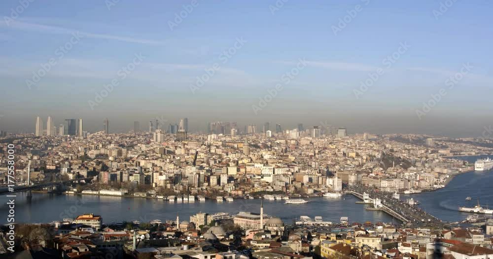 Aerial view of Galata Bridge on Istanbul bosporus Aerial view of Galata Bridge on Istanbul bosporus