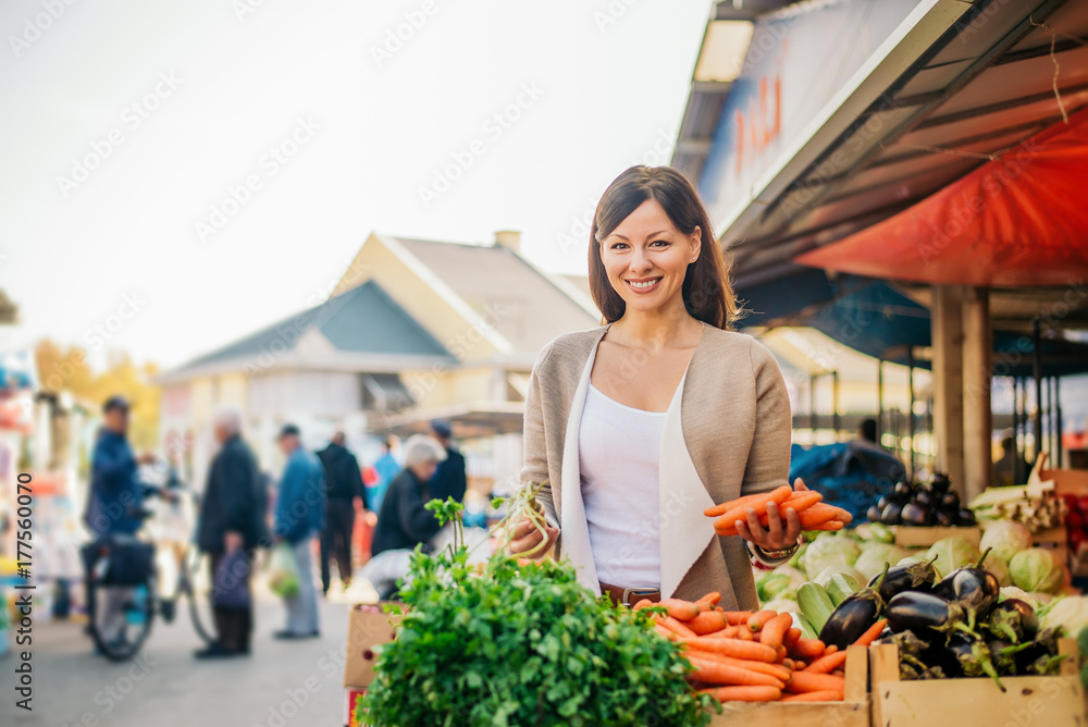 Portrait of a beautiful woman at the market. Portrait of a beautiful woman at the market.