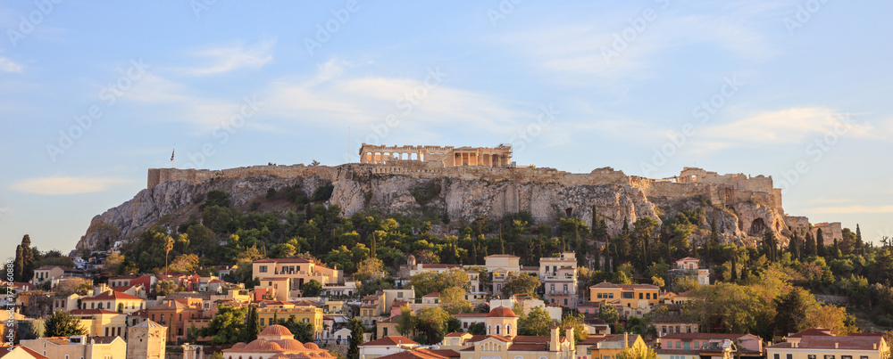 Athens, Greece. Acropolis rock and Plaka