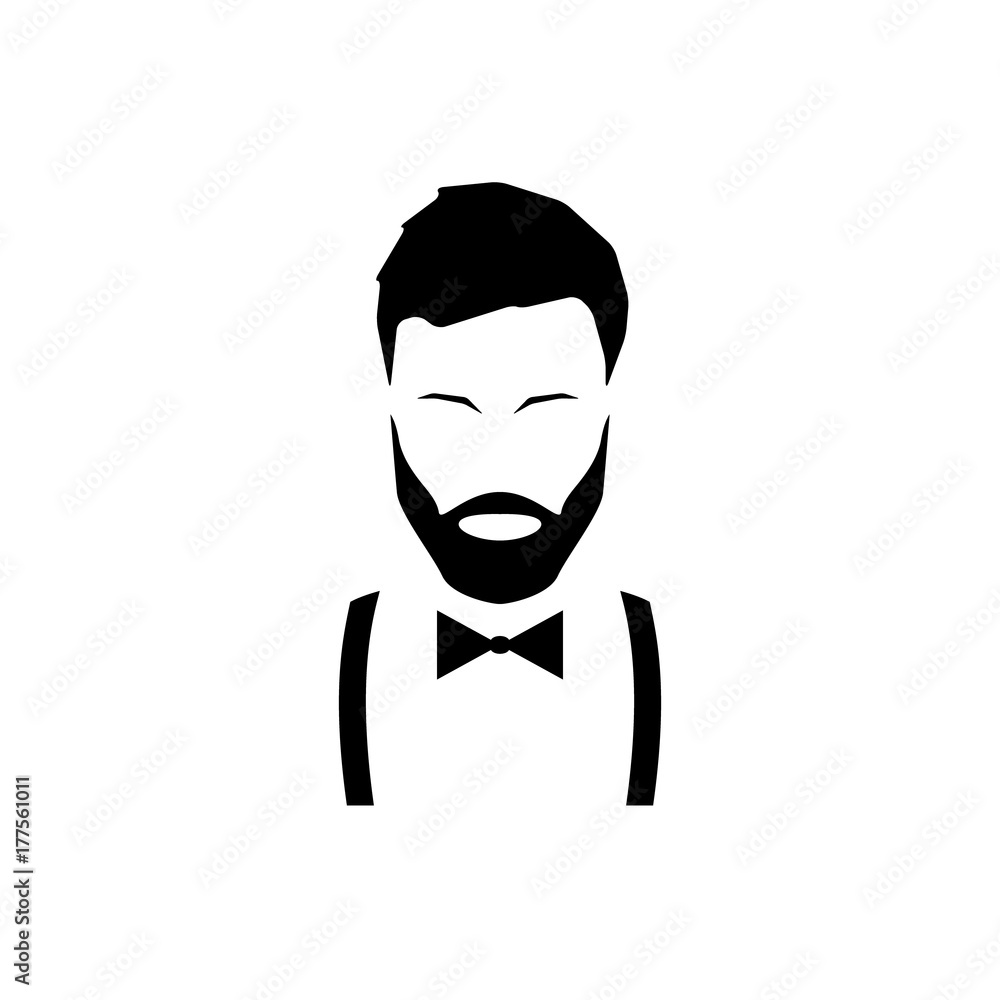 Avatar hipster with a beard in suspenders and a bow tie. Vector illustration. Avatar hipster with a beard in suspenders and a bow tie. Vector illustration.