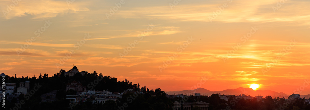 Athens, Greece. Observatory hill at sunset