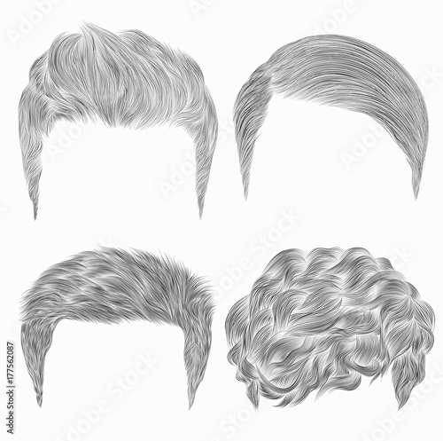 set of different trendy man hairs. sketches . Beauty style.