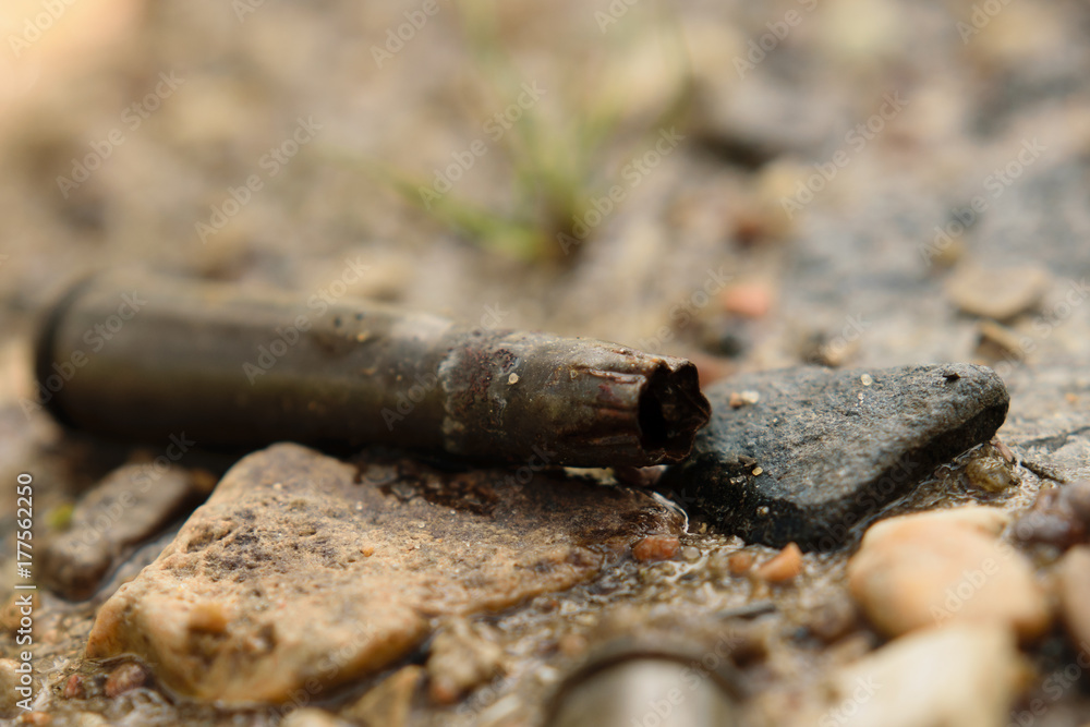 Fototapeta premium Cartridge case on the ground