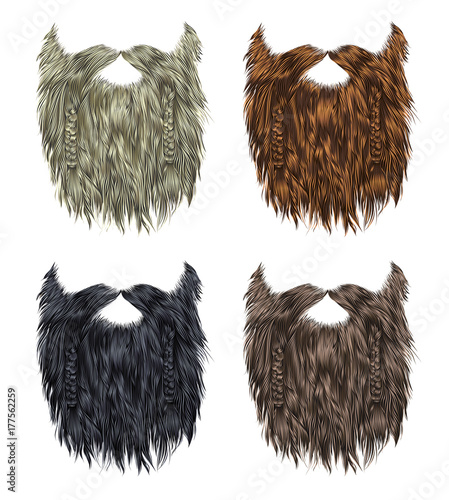 set long curly  beard and mustache different colors.